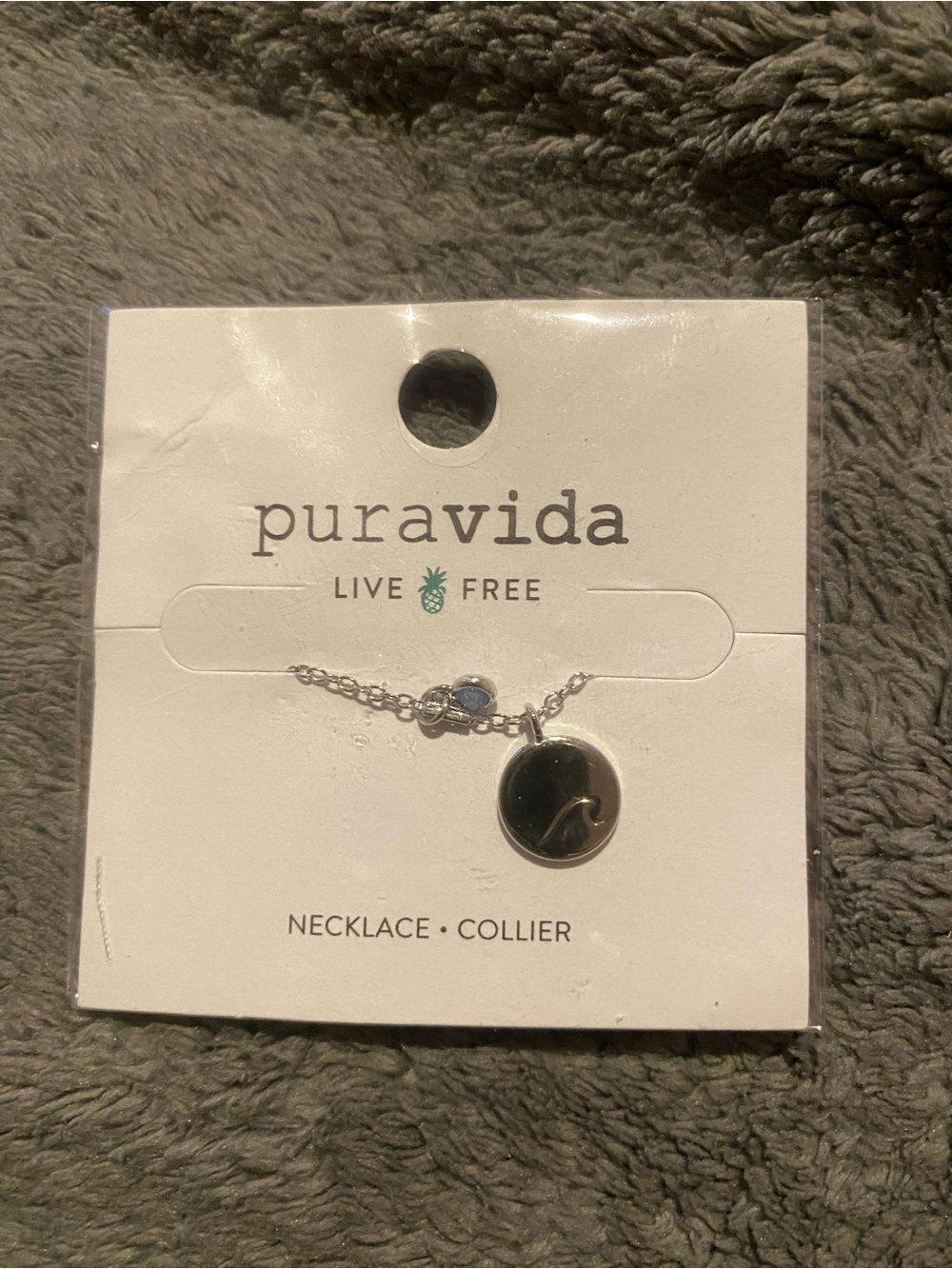 Pura Vida Silver Necklace with Black Disc Pendant